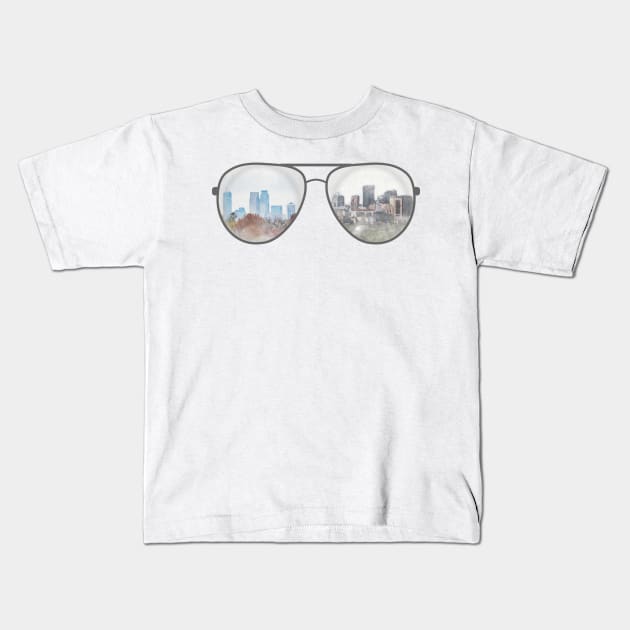 Twin Cities Sunglasses Kids T-Shirt by andybirkey